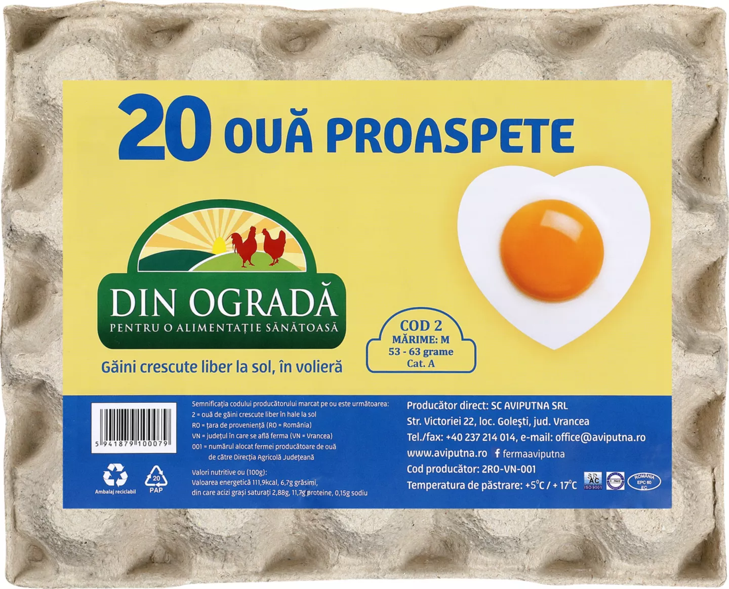 Aviputna Ouă din ogradă M, cod 2 20 buc