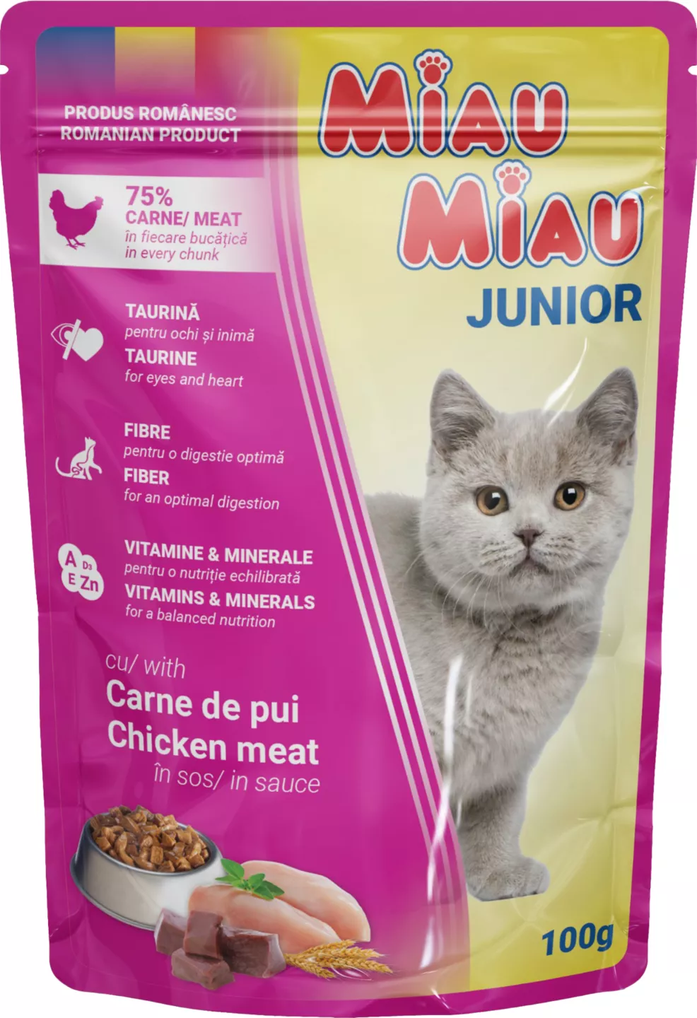 Miau Miau Hrană umedă pisici junior