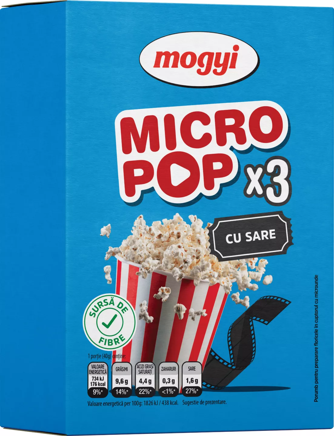 MOGYI Popcorn Microunde sare 3x80 g