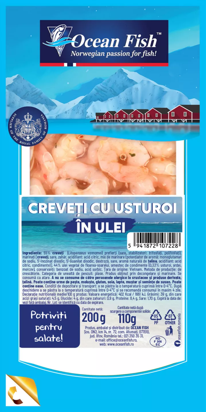 Ocean Fish Creveți cu usturoi în ulei 200 g