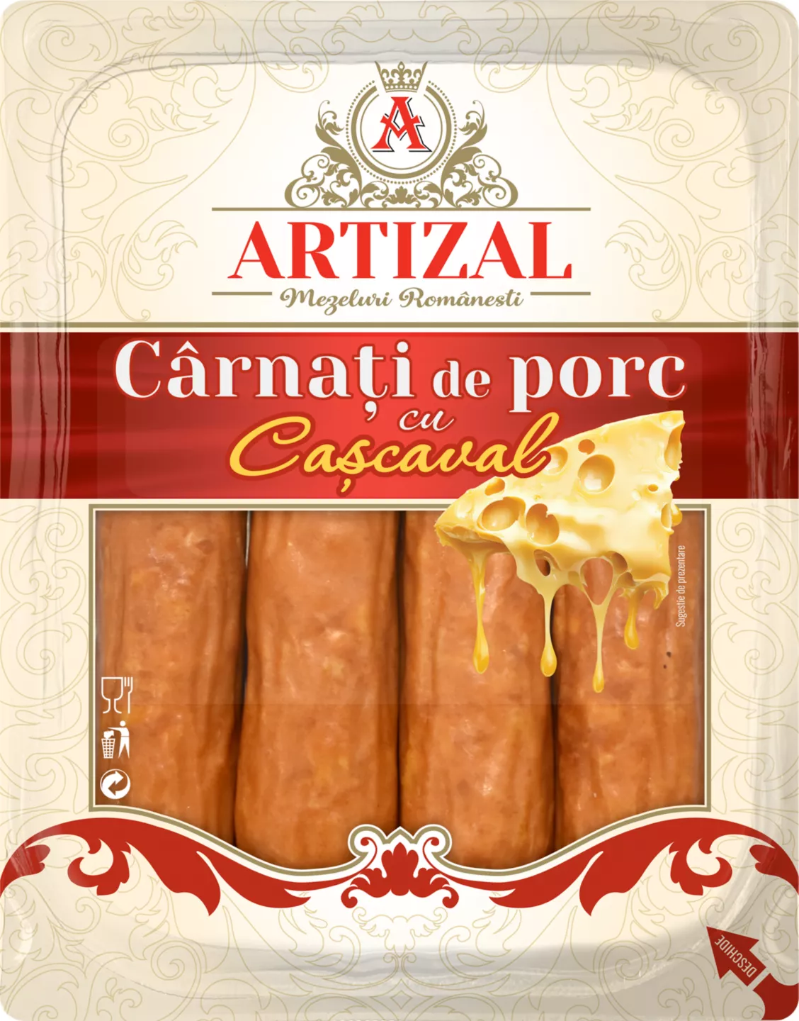 Artizal Cârnați de porc/pui cașcaval 400g