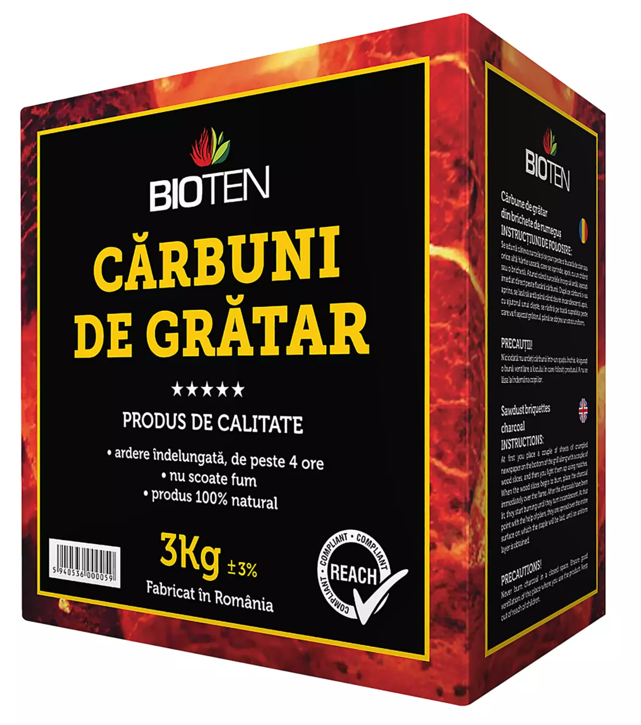 Cărbuni grătar din brichete rumeguş 3kg