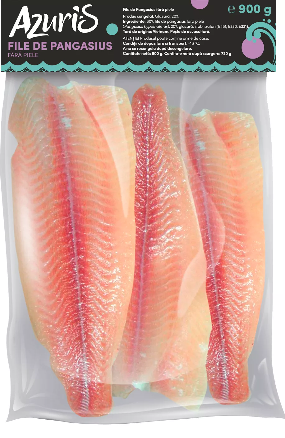 Azuris File pangasius 20% glazură 900g