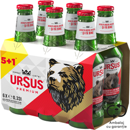 Bere Blonda La Sticla Ursus, 5%, (5+1) X 0,33l