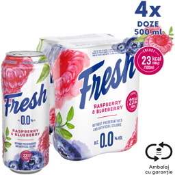 Bere fara alcool cu suc de zmeura si afine 4x0.5L