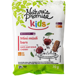 Mini-batoane cu fulgi de ovaz, curmale si visine, fara gluten 70g