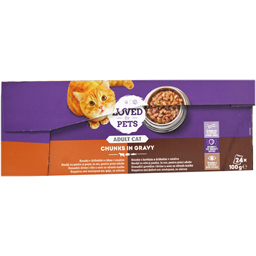 Hrana umeda pentru pisici adulte, cu pasare, peste, vita, in sos 24x100g