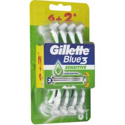 Aparate de ras Blue3 Sensitive, 6+2 bucati