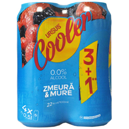 Bere fara alcool cu suc de zmeura si mure 3+1 x 0.5L