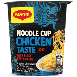 Noodles instant cu gust de pui si piper negru si ardei iute 63g