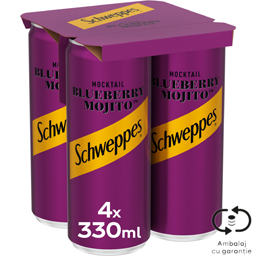 Bautura racoritoare carbogazoasa cu gust de citrice, menta, rom si afine 4x330ml