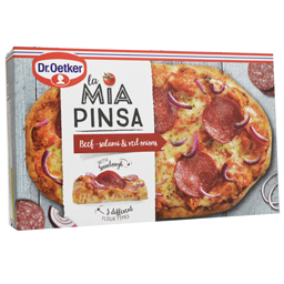 Pinsa cu salam de vita, mozzarella si ceapa rosie 305g