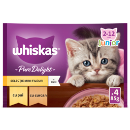 Hrana umeda pentru pui de pisica selectie mini fileuri in aspic 4x85g