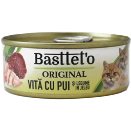 Hrana umeda pentru pisici, vita cu pui si legume in jeleu 85g