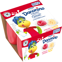Branza proaspata cu piure de banane si zmeura 4x50g