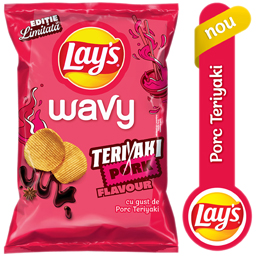 Chipsuri ondulate din cartofi, cu gust de porc teriyaki 115g