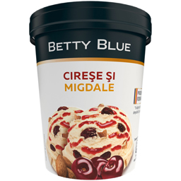 Inghetata cu aroma de vanilie, cu sos de cirese si migdale 450ml