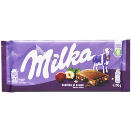 Ciocolata cu lapte, stafide si alune 90g