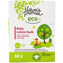Betisoare igienice pentru bebelusi, cu bumbac ecologic, 60 buc.