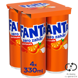 Bautura racoritoare carbogazoasa cu suc de portocale, fara zahar 4x330ml