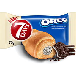 Croissant cu crema cu aroma de vanilie si bucati de biscuiti 70g