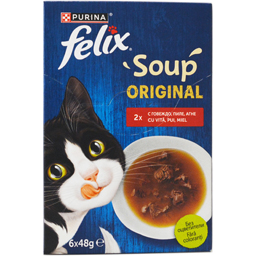Supa cu vita, pui, miel, pentru pisici 6x48g